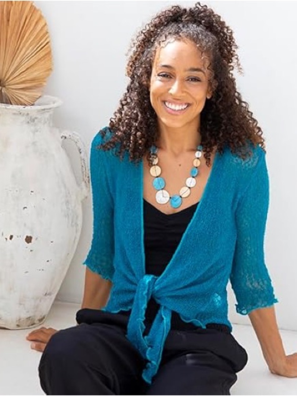 Kaktus Loose Knit Shrug Cardigan Beachy Turquoise L/XL